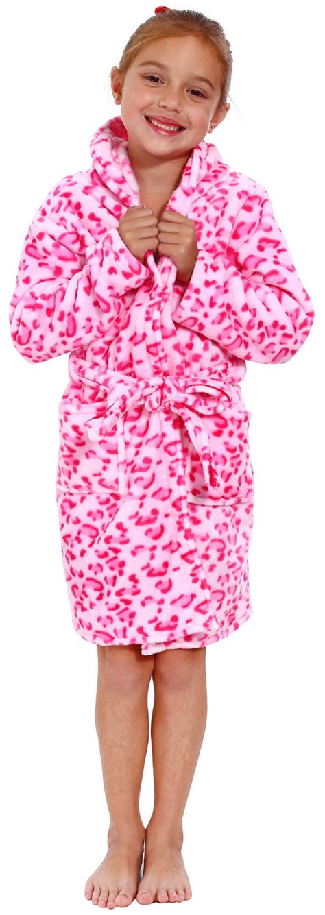 Simplicity Pink Leopard Bath Robe for Kids & Toddlers, Polyester - Walmart.com