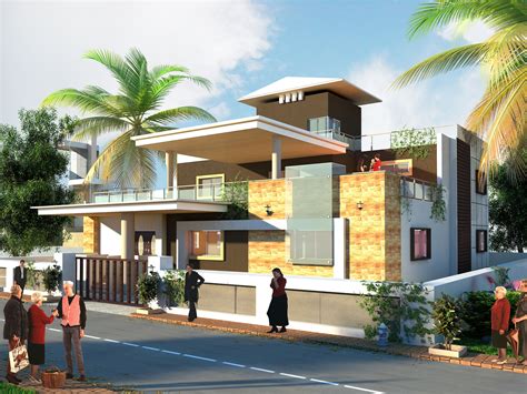 Bungalow modern house with palm trees free 3D model | CGTrader