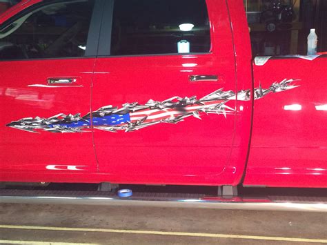 american flag truck decals, usa tear auto decal, american auto graphic