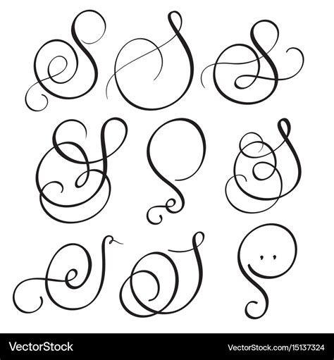 Set of art calligraphy letter s with flourish Vector Image