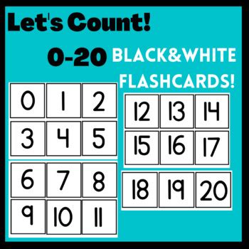 Number Recognition Flashcards 0-20 Black and White by Lydia Almeida