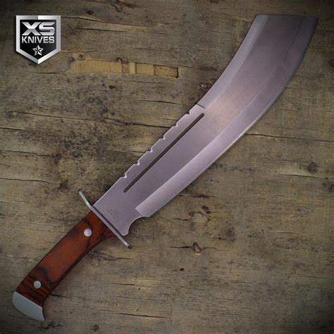 18" COMBAT Curved HUGE Machete Knife FULL TANG Hunting Sword JUNGLE ...