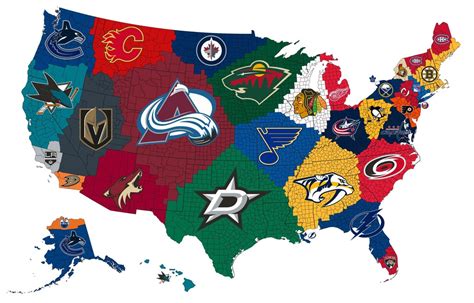 A Map of the Closest NHL Teams to Each US County : MapPorn