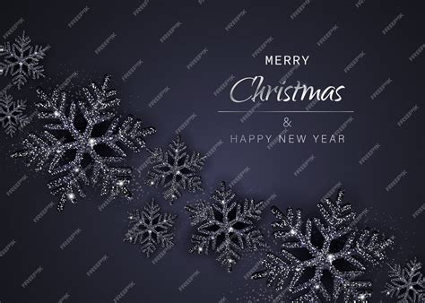 Premium Vector | Elegant christmas background with shining black snowflakes. illustration