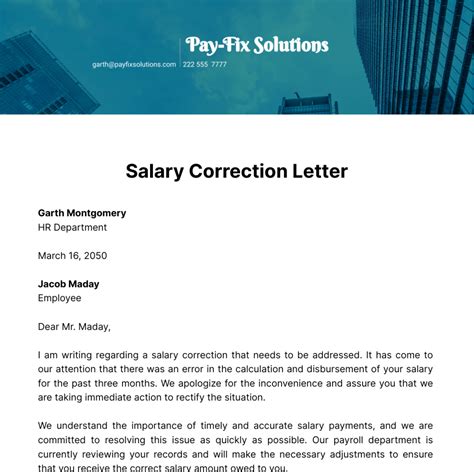 Free Salary Correction Letter Template - Edit Online & Download | Template.net