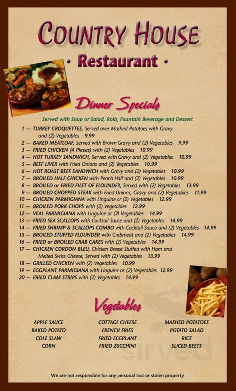 Country House Restaurant menu in Thorofare, New Jersey, USA