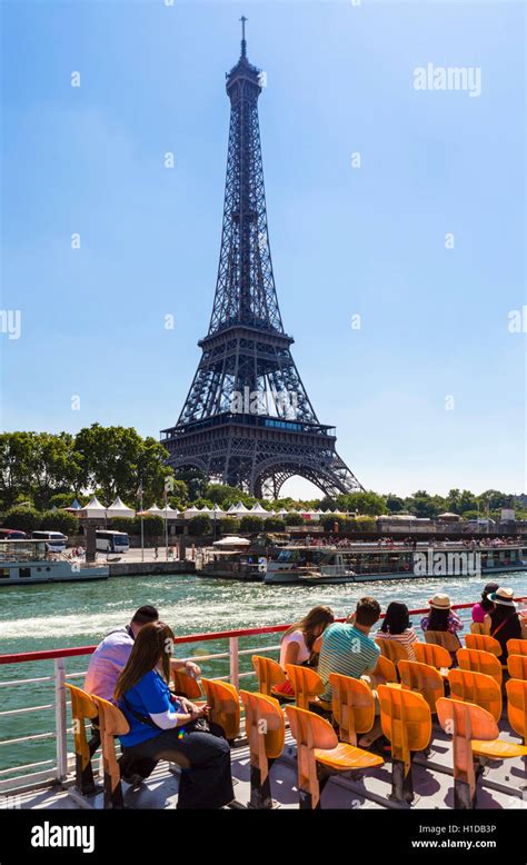 The Eiffel Tower (Tour Eiffel) from a Bateau Mouche on the River Seine, Paris, France Stock ...