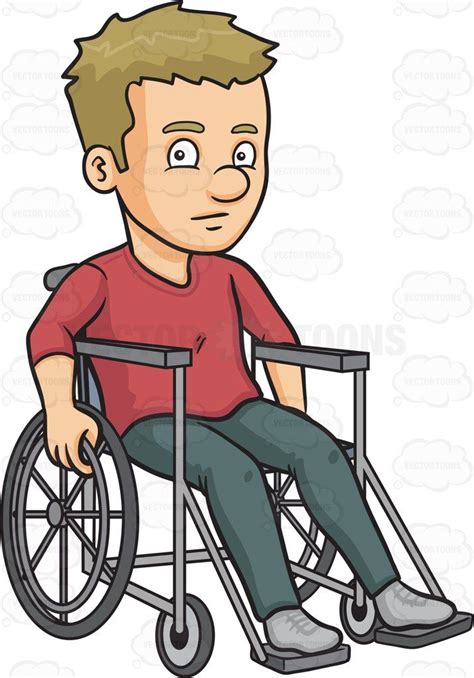 A Man Rolling His Wheelchair Forward | Cartoon, Cartoon characters, Wheelchair