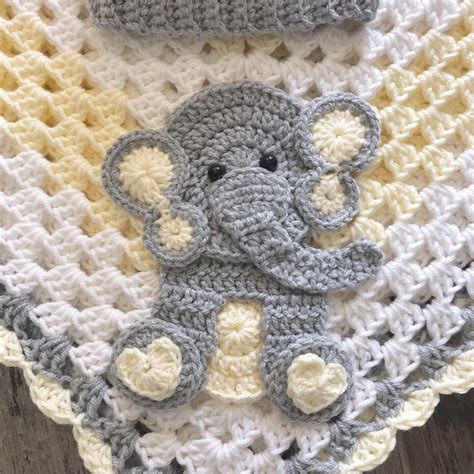 Crochet Baby Blanket - Baby Blanket - Handmade Baby Blanket - Elephant Baby Blanket - Crocheted ...