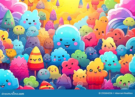 An Illustration of Many Colorful Cartoon Characters Stock Illustration ...