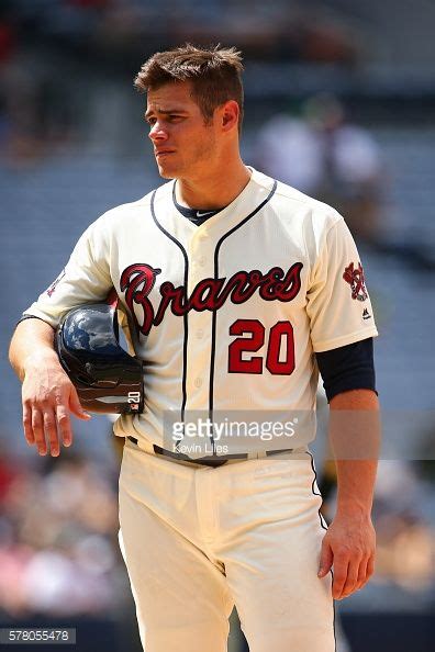 Anthony Recker of the Atlanta Braves stands on first after being hit... | Atlanta braves ...