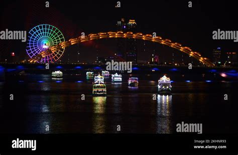 Busy Da Nang City at night Dragon Bridge (Cau Rong Stock Video Footage - Alamy