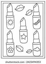 Lipsticks Coloring Page Designed Hand Drawn Stock Vector Royalty Free  sketch template