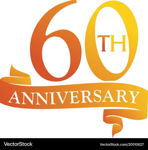 60 year ribbon anniversary Royalty Free Vector Image