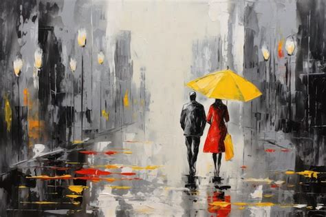 Premium AI Image | A couple walking in the rain under an umbrella