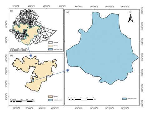 Study area location map of (a) Ethiopia, (b) Oromia region, and (c ...