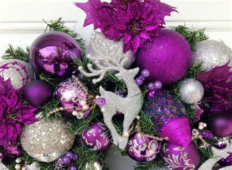 Purple Silver Christmas Wreath | Etsy