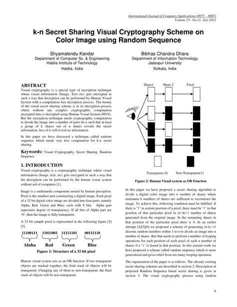 (PDF) kn Secret Sharing Visual Cryptography Scheme on Color Image using Random Sequence