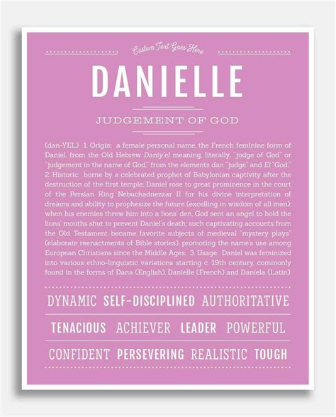 Danielle | Name Art Print | Classic names, Personalized art print, Words