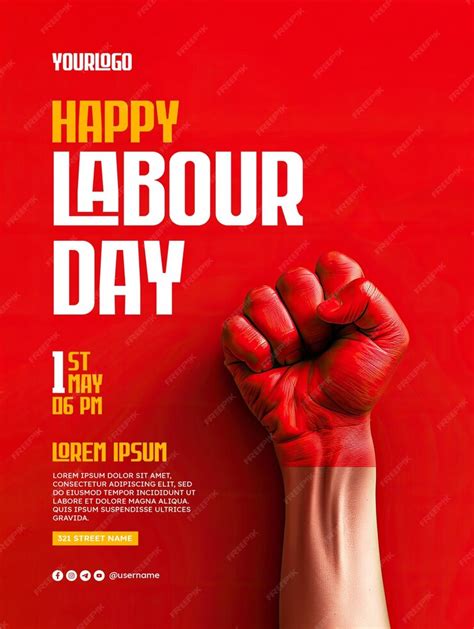 Premium PSD | Happy labour day poster and labour day media social post