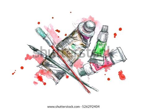 Watercolor Art Supplies Stock Illustration 526292404 | Shutterstock