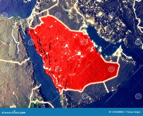 Saudi Arabia on Earth at Night Stock Photo - Image of saudi, globe ...