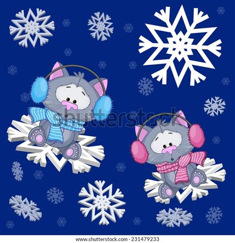 Two Cats Snowflakes: vector de stock (libre de regalías) 231479233 | Shutterstock