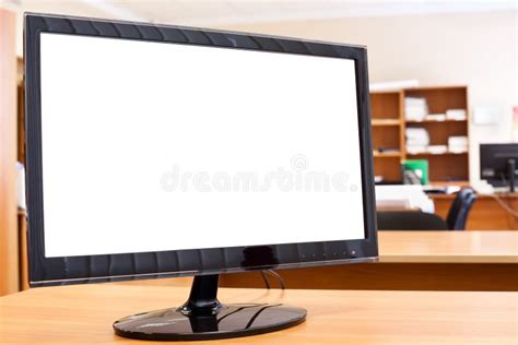 Monitor With White Screen On Table Stock Image - Image of isolated, comp: 25000235