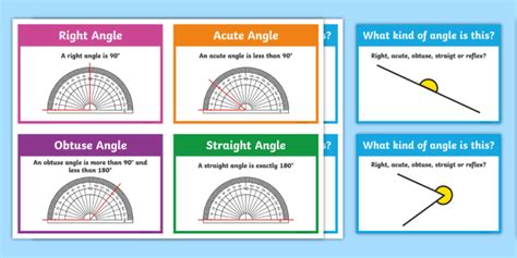 Types of Angles Flashcards | Maths | Years 0-3 | Twinkl