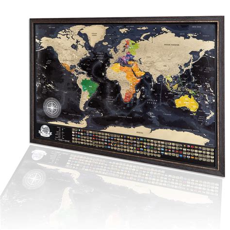 Buy Framed Scratch Off World , Dimentions 34(w)-24(h) inches, Travel with Countries s and State ...