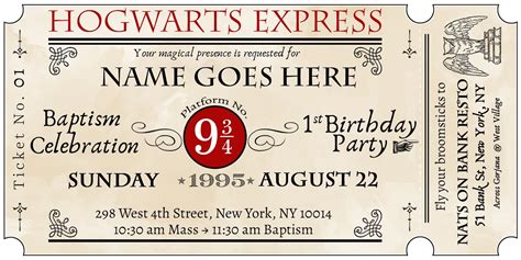 Ready to print Harry Potter Hogwarts Express Train Ticket Birthday ...