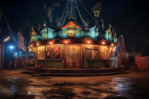 Premium AI Image | a creepy abandoned carnival at night AI generated