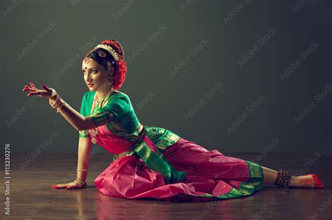 Beautiful indian girl dancer of Indian classical dance Bharatanatyam or ...