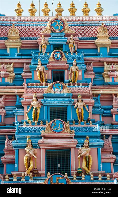 Indian gopuram temple architecture in the South Indian town of ...