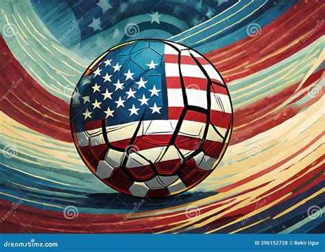 Illustration of a USA Flag with the Soccer Ball Stock Illustration ...