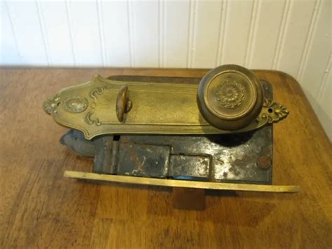SARGENT & CO Antique Brass Rare Door Knob Plates & Locking Door ...