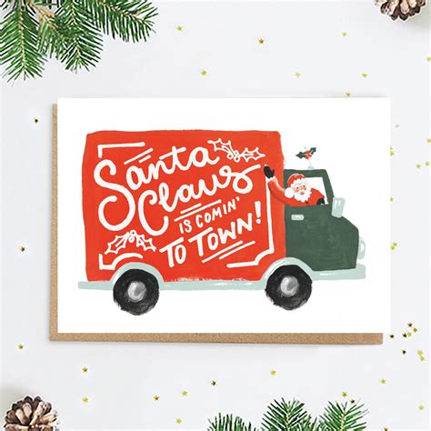 Santa Claus is Comin' to Town Christmas Greeting Card - Etsy