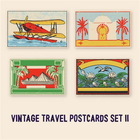 Premium Vector | Vintage travel postcards set II