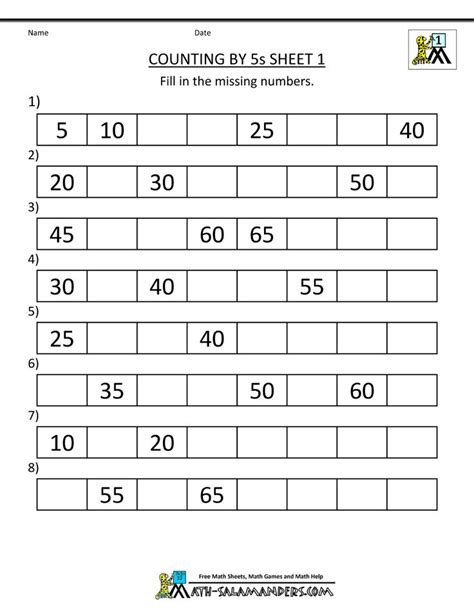 math-worksheets-counting-by-5s-to-100-1.gif (1000×1294) | First grade math worksheets, Counting ...