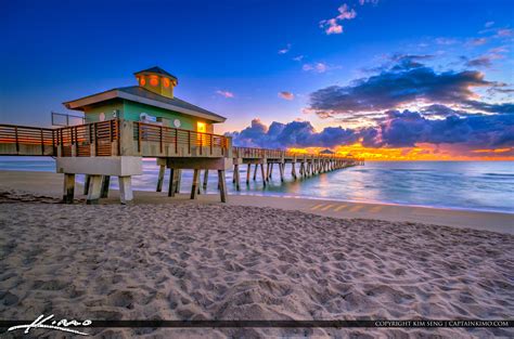 Juno Beach Sunrise Under the Clouds at Pier | HDR Photography by ...