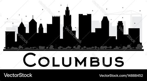 Columbus city skyline black and white silhouette Vector Image