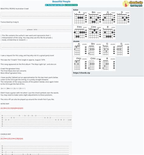 Chord: Beautiful People - tab, song lyric, sheet, guitar, ukulele ...