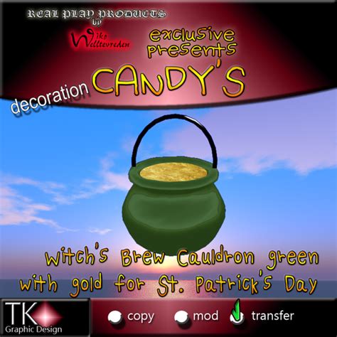 Second Life Marketplace - CANDYs * Witch's Brew Cauldron green with gold for St. Patrick's Day ...