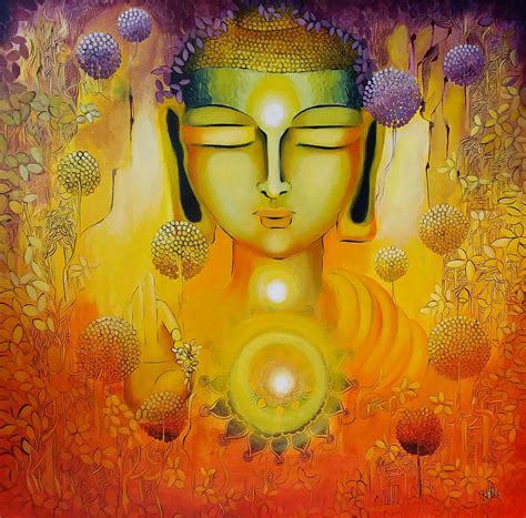 Glimpse of Buddhas Enlightenment - 1 by Nitu Chhajer | Acrylic Painting