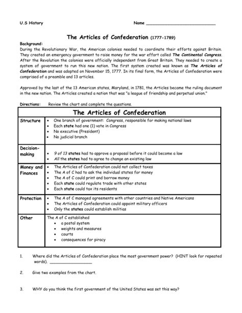 20++ Articles Of Confederation Worksheet – Worksheets Decoomo