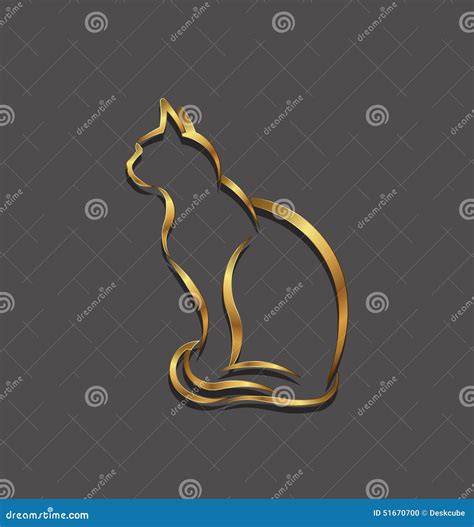 Cat Golden Logo 3D Line Image. Stock Vector - Illustration of tail, metal: 51670700