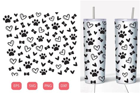 Dog paws seamless tumbler 20 oz| SVG