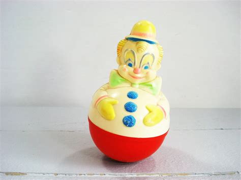 Vintage Clown Toy Sanitoy Inc. Rolly Polly Clown Toy