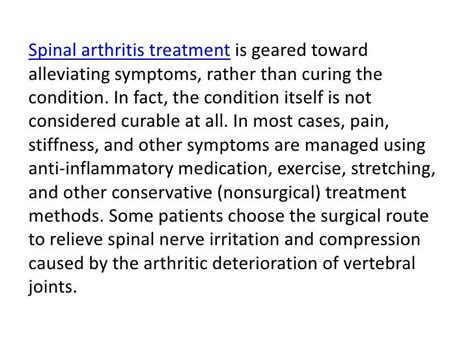 Spinal Arthritis Treatment