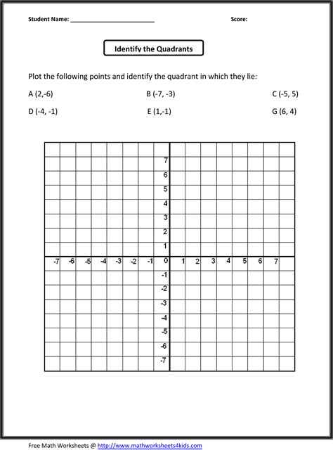 8th Grade Coordinate Graph Worksheets